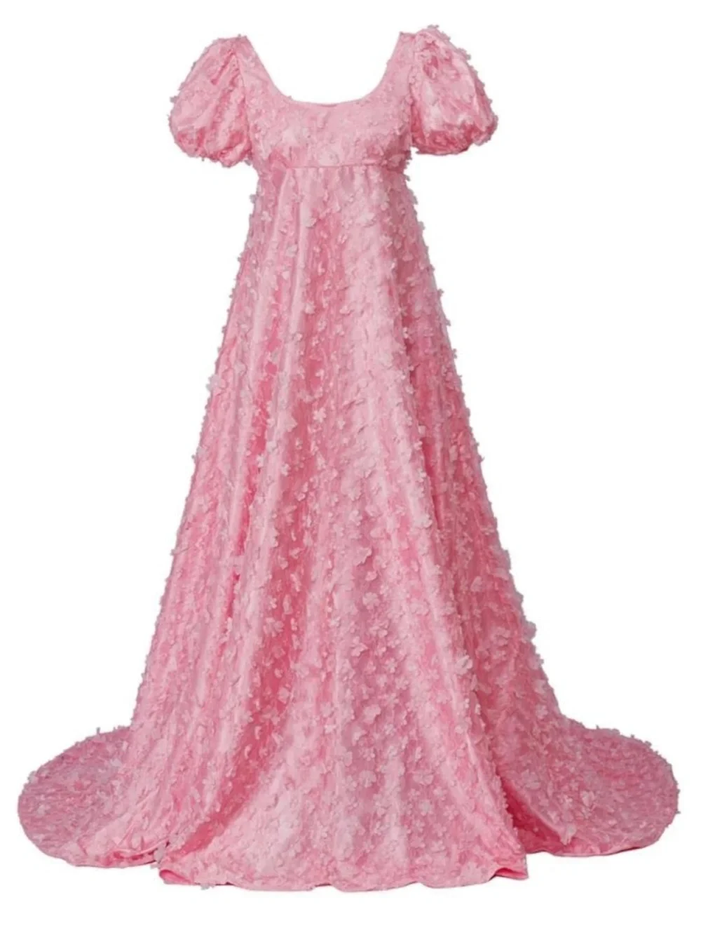 Pink Floral Maxi Puff Sleeve Cottagecore Romantic Formal Gown Women's. Size L - Picture 2 of 7